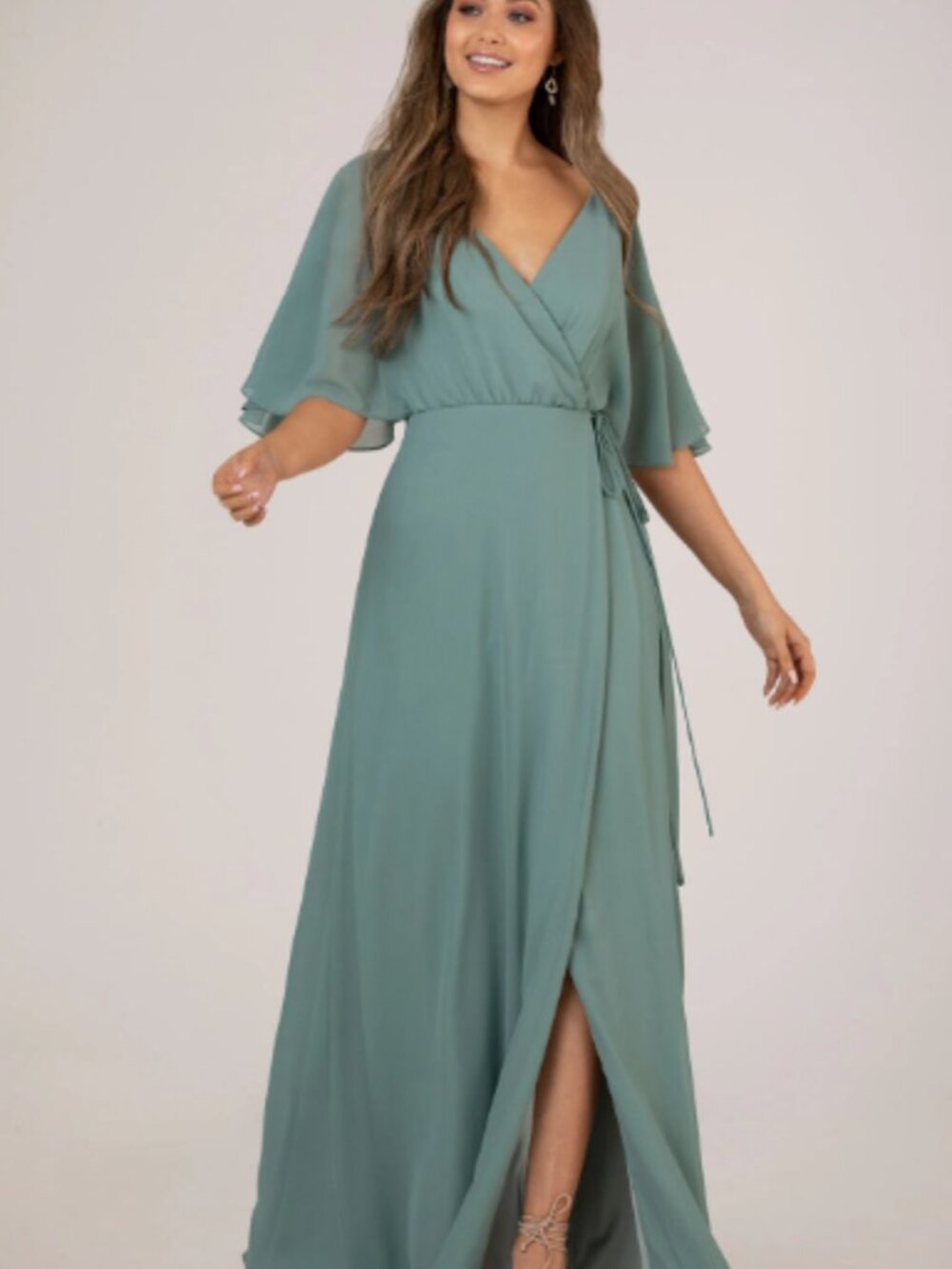 Sorella Vita Burnt Orange Wrap Maxi Dress with Flutter Sleeves